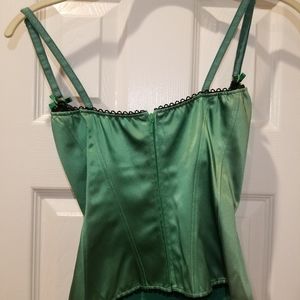 Satin Corset Top - Green